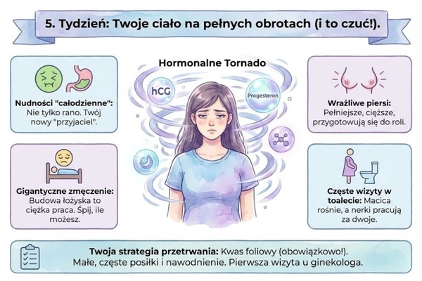 5 tydzień ciąży – objawy ciąży i samopoczucie mamy